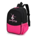 Kids school backpack black pink dancing ballerina embroidery cute daily travel bag for girls - S / Black
