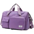 Purple travel duffel bag large capacity gym shoulder bag with multiple functional pockets - Light Purple