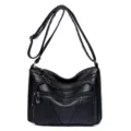 Borsa a tracolla da donna in pelle morbida nera con tasche multiple vintage vista principale - Stile 1 / Nero