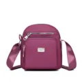 Donna viola nylon borsa a tracolla multi tasca casual leggero borsa spalla viaggio borsetta - viola-rosso