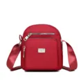 Red Nylon Crossbody Bag Multi-Pocket Casual Shoulder Bag Daily Travel Mini Purse - Red