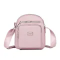 Pink multi-layer nylon crossbody bag for women, lightweight daily shoulder travel purse. - Lotus Pink