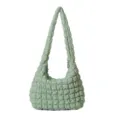 Borsa a Tracolla Trapuntata Verde Chiaro Casual Morbida Imbottita Hobo Borsa Trendy Tote - Verde chiaro