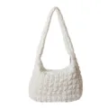 Borsa a tracolla trapuntata bianca casual, borsa morbida imbottita alla moda per uso quotidiano. - Bianco