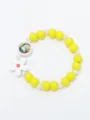 Kleurrijke kralenarmband met schattige bloem en portret hanger voor kinderen leuke mode - Geel