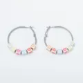Handmade hoop earrings with colorful heart beads, stylish jewelry for women daily wear. - Colorful Heart Beads