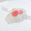 Summer sweet shell print hair claw clip resin shark clip for women girls cute hair accessories - Pink Shell Print Style (M250702003-8)