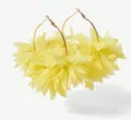 Gele chiffon bloem creolen oorbellen voor vrouwen, zoete bloemige statement sieraden. - Gele Bloemblaadjes Stijl (M240506008-6)