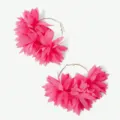 Prachtige roze chiffon bloem creolen oorbellen voor dames, opvallend bloem sieraden. - Rozerode Bloemblaadjes Stijl (M240506008-8)
