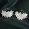 Handgemaakte witte chiffon bloem oorringen, elegante vintage mode oorbellen voor dames. - Witte Bloemblaadjes Stijl (M240506008)