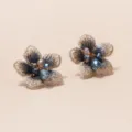 Elegante kristallen mesh bloemenoorhangers voor dames, chique mode sieraden oorknopjes. - Blauw