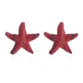 Rode strass zeester oorbellen, sprankelende kristallen oorknopjes voor dames mode. - Wijnrode Stijl (M240711011-1)