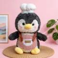 Simpatico pinguino peluche con cappello da cuoco e grembiule a righe regalo bambini - 25cm / Pinguino