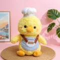 Simpatica bambola di peluche cuoco pulcino giallo con cappello e grembiule regalo - 25cm / Anatra