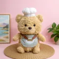 Simpatico orsetto di peluche con cappello da cuoco e grembiule a righe, decorazione. - 25cm / Teddy Bear