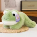 Lindo peluche de rana verde compañero de escritorio animal de peluche suave decoración - Rana