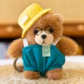 Cute cartoon bear plush pendant with yellow hat and green overalls key ring decor - Artist - Yellow Hat