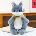 Cute plush rabbit toy with bow tie, soft stuffed bunny doll for girls birthday gift and decor. - 20cm / Gray