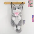 Cute simulation plush cat backpack with lace bowknot, soft furry grey kitten daypack for girls. - 50cm Sound Version / Gray