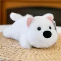 Cute white lying puppy plush toy soft stuffed animal pillow for desk decor or wrist rest - Westie