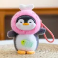 Cute cartoon penguin plush doll keychain bag pendant fluffy cute stuffed animal toy gift - Pink Little Fish Hood Penguin