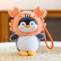 Cute cartoon penguin plush keychain bag pendant, soft stuffed animal toy for gifts. - Crab Hood Penguin