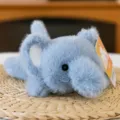 Cute blue elephant plush toy, soft stuffed animal, adorable desktop companion for kids. - Elephant