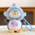 Cute cartoon penguin plush toy key chain bag pendant lovely doll gift for wonderful girls - Penguin with Shark Headgear
