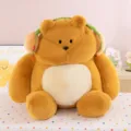 Cute plush brown bear doll wearing funny burger headphones, soft stuffed animal toy for kids and gift. - 35 cm / Hamburger Headphone Style
