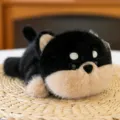 Cute black Shiba Inu plush toy, soft fluffy stuffed puppy doll, adorable desk companion. - Black Shiba Inu