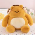 Cute chubby yellow plush bear doll with donut headphones, soft sitting toy for kids. - 35 cm / Donut Headphone Style