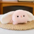 Cute pink long-eared bunny plush toy, soft stuffed animal doll desktop companion, fluffy gift. - Rabbit