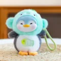 Cute cartoon penguin plush toy keychain schoolbag pendant soft doll cute girlfriend birthday gift - Blue Little Fish Hood Penguin