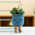 Plush succulent potted plant keychain cute cartoon bag charm gold hardware accessory - Succulent / 16cm / Blue