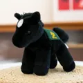 Black plush toy horse cute pony doll with green saddle soft stuffed animal birthday gift - 21cm / Black
