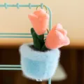 Cute plush tulip potted plant keychain bag charm, soft aesthetic accessory for daily use. - Tulip / 12cm / Pink