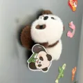 Cute brown and white panda plush toy slap bracelet fridge magnet creative gift for besties - Refrigerator Magnet / 15cm / Brown Panda