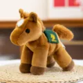 Cute cartoon horse plush toy with saddle, soft stuffed animal doll for kids gift. - 21cm / Light Brown