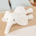 Simpatico elefante di peluche bianco, morbido cuscino di animale imbottito, decorazione letto. - Bianco / 70 cm Non perde peli, facile da pulire
