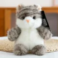 Cute fluffy cat plush toy, gray and white stuffed doll with hangtag, soft desktop decoration - Grey Cat (with Sound)