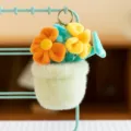 Peluche maceta de flores llavero lindo colgante de bolsa floral juguete suave accesorio clave - Flores Geométricas / 12cm / Naranja