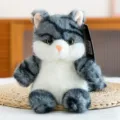 Cute gray white plush cat toy, soft stuffed animal kitten doll for kids and room decor gift. - Blue Cat (with Sound)
