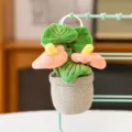 Llavero de felpa con planta en maceta lindo colgante de bolso accesorio floral creativo - Anturio / 14cm / Rosa
