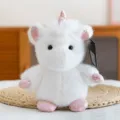 Cute white plush unicorn toy with sparkly pink details, soft stuffed animal doll for desktop decor. - White Unicorn (with Sound)