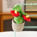 Lindo llavero de peluche de planta en maceta, diseño de tela suave, accesorio de bolso. - Anturio / 14cm / Rojo