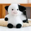 Cute black and white fluffy cow plush toy soft stuffed animal doll desktop ornament - Cow (With Sound)