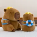 Lindo Capibara de Peluche con Anquillo de Natación y Estrella de Mar para Decoración - Peluche de capibara con flotador / 25cm