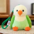 Cute parrot plush toy keychain, green and yellow stuffed bird pendant for bags and keys. - Green Peach-Faced Mini Plush