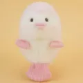 Cute egg-shaped plush toy with pink corduroy details fluffy stuffed doll for table decor - Pufferfish Style