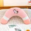Pink U-shaped body pillow for side sleepers, pregnant women and leg support with cute horse embroidery. - 60 cm / Pink